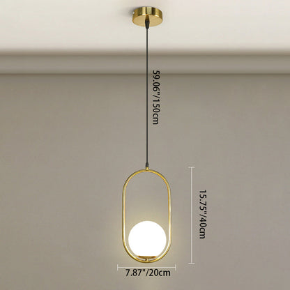 Modern Minimalist Tapered Oval Glass Hardware 1-Light Pendant Light For Living Room