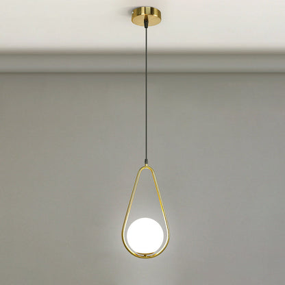 Modern Minimalist Tapered Oval Glass Hardware 1-Light Pendant Light For Living Room