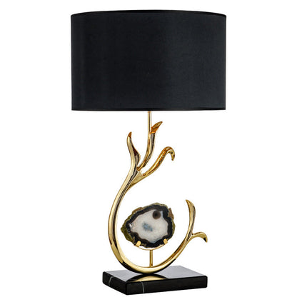 Contemporary Scandinavian Curved Round Silk Onyx Hardware 1-Light Table Lamp For Living Room