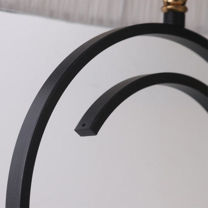 Modern Minimalist Round Square Fabric Iron 1-Light Table Lamp For Living Room