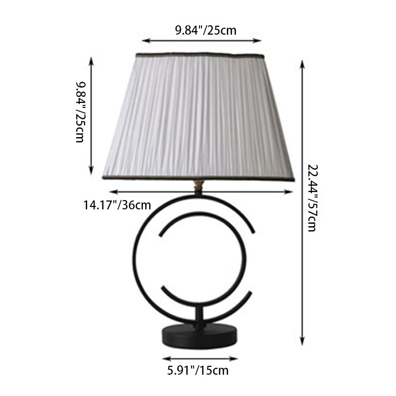 Modern Minimalist Round Square Fabric Iron 1-Light Table Lamp For Living Room