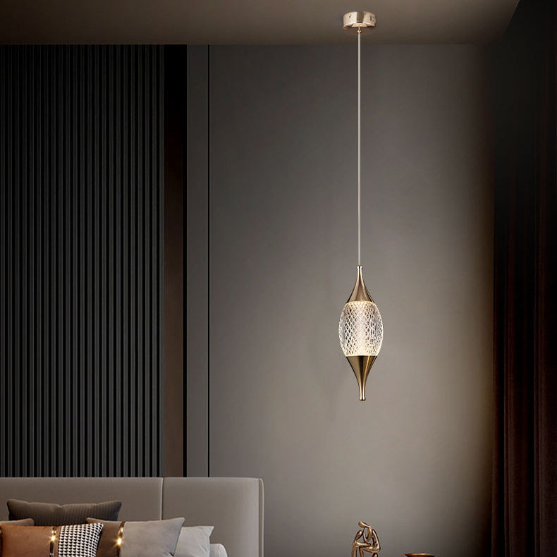 Modern Luxury Water Drop Shape Round Crystal Aluminum LED Pendant Light For Bedroom