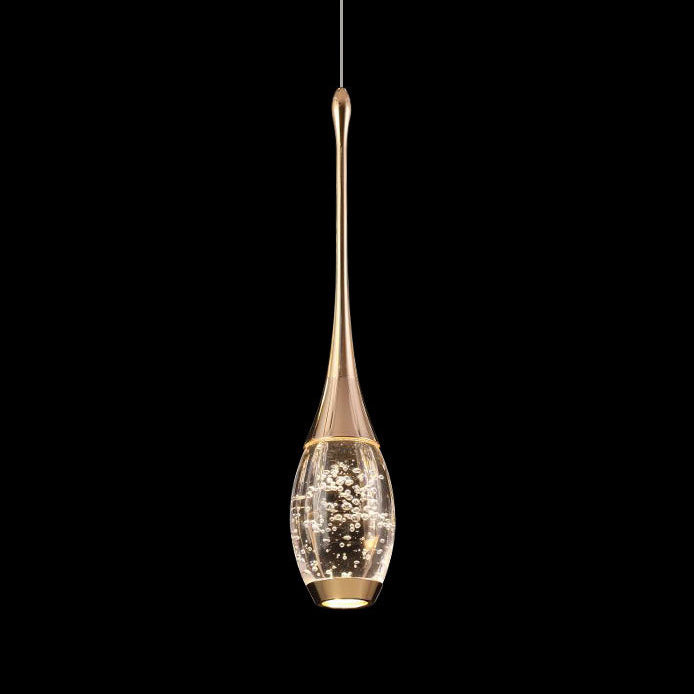 Modern Luxury Water Drop Shape Round Crystal Aluminum LED Pendant Light For Bedroom