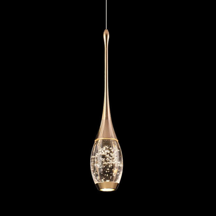 Modern Luxury Water Drop Shape Round Crystal Aluminum LED Pendant Light For Bedroom