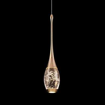 Modern Luxury Water Drop Shape Round Crystal Aluminum LED Pendant Light For Bedroom
