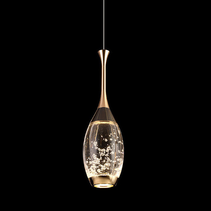 Modern Luxury Water Drop Shape Round Crystal Aluminum LED Pendant Light For Bedroom