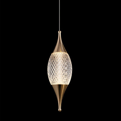 Modern Luxury Water Drop Shape Round Crystal Aluminum LED Pendant Light For Bedroom
