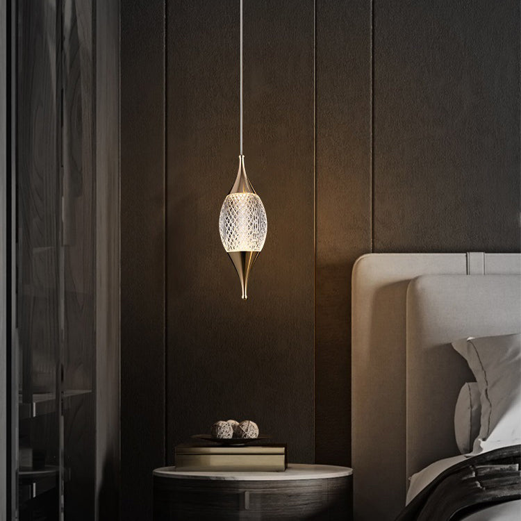 Modern Luxury Water Drop Shape Round Crystal Aluminum LED Pendant Light For Bedroom