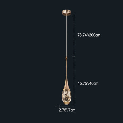 Modern Luxury Water Drop Shape Round Crystal Aluminum LED Pendant Light For Bedroom