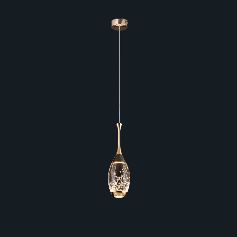 Modern Luxury Water Drop Shape Round Crystal Aluminum LED Pendant Light For Bedroom