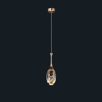 Modern Luxury Water Drop Shape Round Crystal Aluminum LED Pendant Light For Bedroom