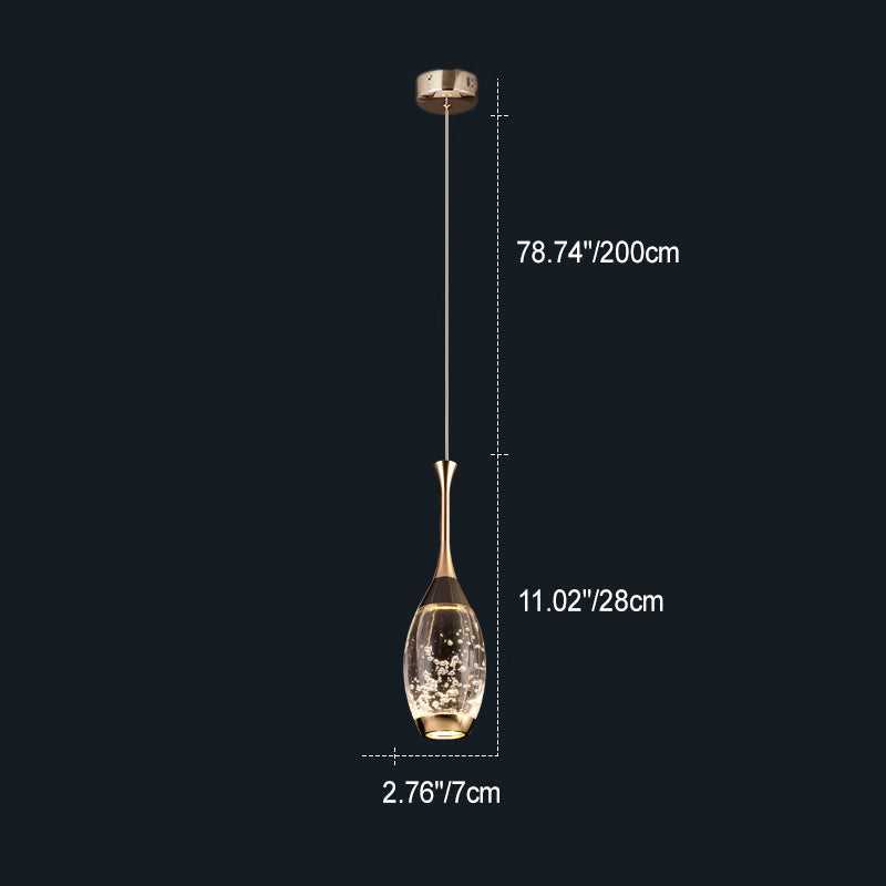 Modern Luxury Water Drop Shape Round Crystal Aluminum LED Pendant Light For Bedroom