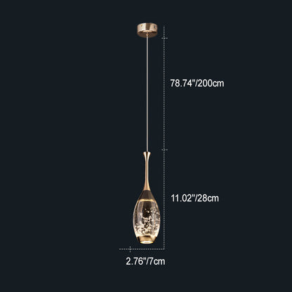 Modern Luxury Water Drop Shape Round Crystal Aluminum LED Pendant Light For Bedroom
