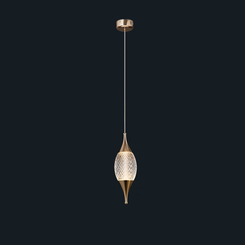 Modern Luxury Water Drop Shape Round Crystal Aluminum LED Pendant Light For Bedroom