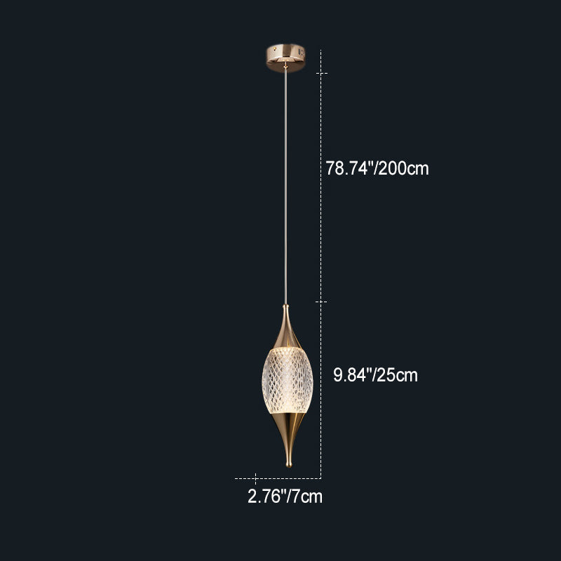 Modern Luxury Water Drop Shape Round Crystal Aluminum LED Pendant Light For Bedroom