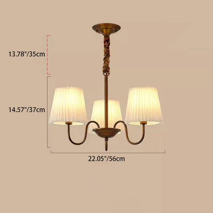Traditional Vintage Round Branch Curved Fabric Iron 3/6/8/10 Light Chandelier For Living Room