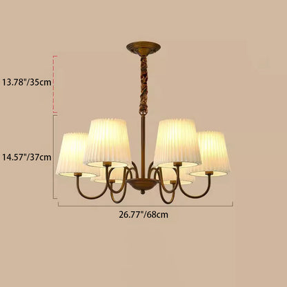 Traditional Vintage Round Branch Curved Fabric Iron 3/6/8/10 Light Chandelier For Living Room