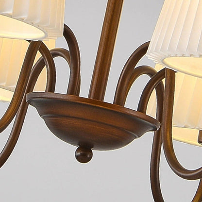 Traditional Vintage Round Branch Curved Fabric Iron 3/6/8/10 Light Chandelier For Living Room