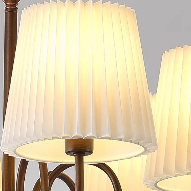 Traditional Vintage Round Branch Curved Fabric Iron 3/6/8/10 Light Chandelier For Living Room