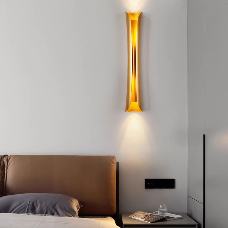 Contemporary Scandinavian Long Curved Cylinder Iron 2-Light Wall Sconce Lamp For Living Room