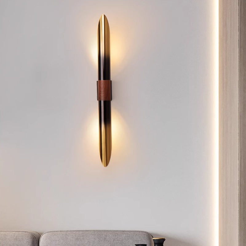 Contemporary Scandinavian Long Curved Cylinder Iron 2-Light Wall Sconce Lamp For Living Room