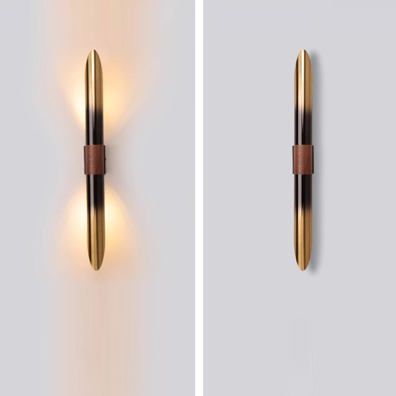 Contemporary Scandinavian Long Curved Cylinder Iron 2-Light Wall Sconce Lamp For Living Room
