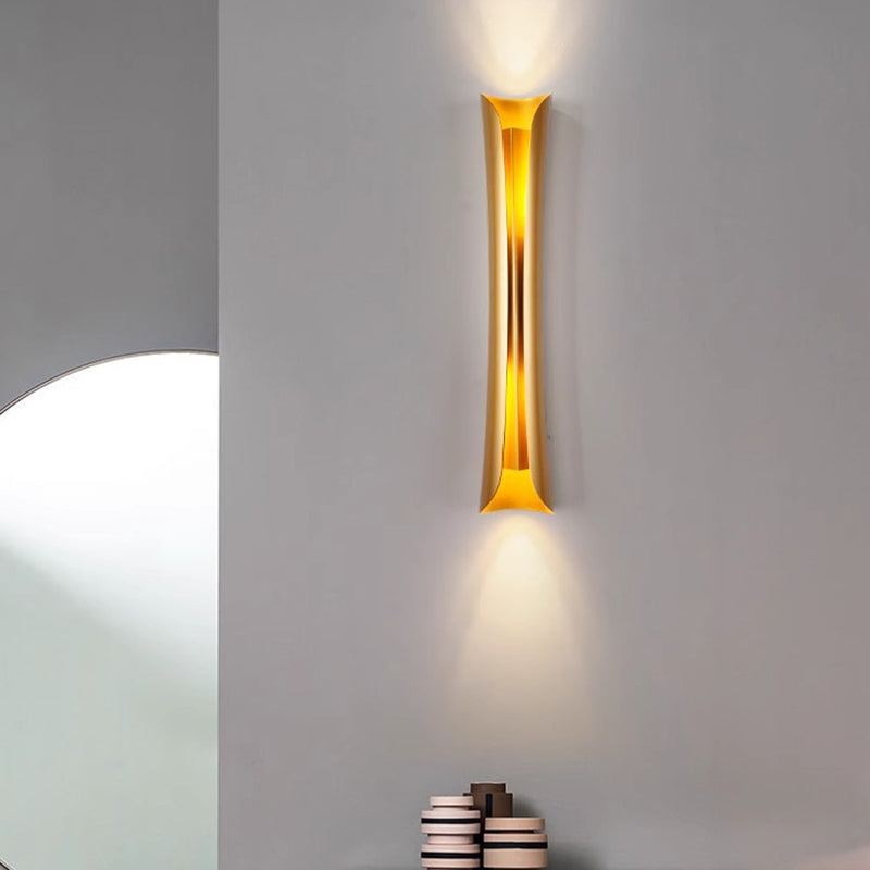 Contemporary Scandinavian Long Curved Cylinder Iron 2-Light Wall Sconce Lamp For Living Room