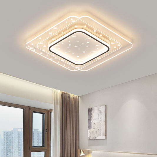 مصباح سقف LED مدمج مصنوع من الحديد والألومنيوم والأكريليك مستدير ومربع ومستطيل بتصميم عصري بسيط لغرفة المعيشة 