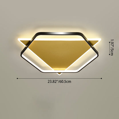 Modern Minimalist Triangle Hexagonal Acrylic Iron LED Flush Mount Ceiling Light For Living Room