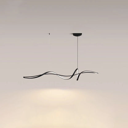 Contemporary Scandinavian Long Curve Acrylic Aluminum Iron LED Island Light Chandelier For Living Room