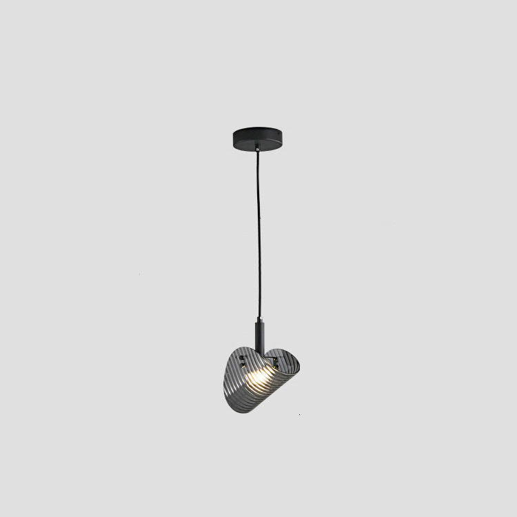 Contemporary Scandinavian Curved Arch Glass Hardware LED Pendant Light For Bedroom