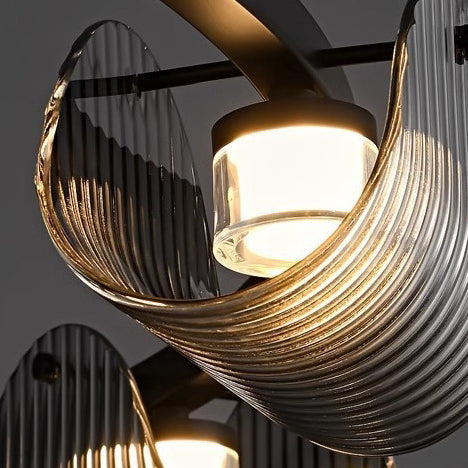 Contemporary Scandinavian Curved Arch Glass Hardware LED Pendant Light For Bedroom