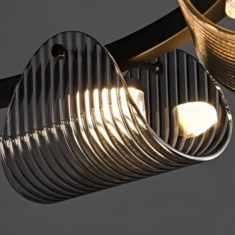 Contemporary Scandinavian Curved Arch Glass Hardware LED Pendant Light For Bedroom