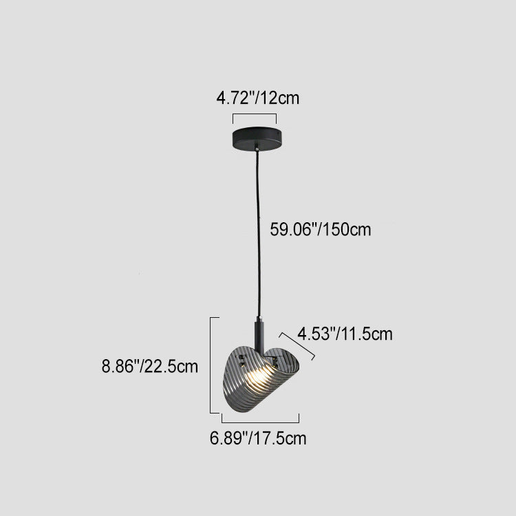Contemporary Scandinavian Curved Arch Glass Hardware LED Pendant Light For Bedroom