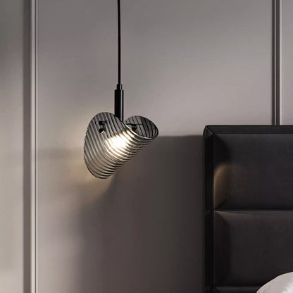Contemporary Scandinavian Curved Arch Glass Hardware LED Pendant Light For Bedroom