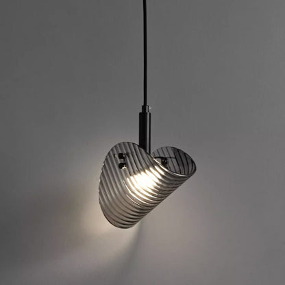 Contemporary Scandinavian Curved Arch Glass Hardware LED Pendant Light For Bedroom