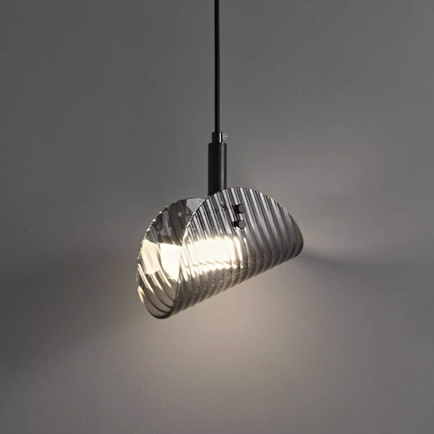 Contemporary Scandinavian Curved Arch Glass Hardware LED Pendant Light For Bedroom
