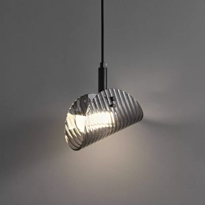 Contemporary Scandinavian Curved Arch Glass Hardware LED Pendant Light For Bedroom