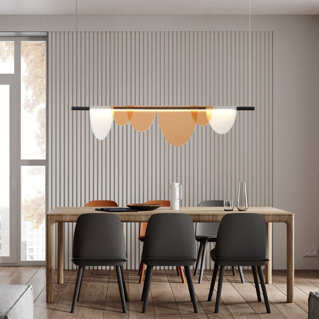 ثريا LED من الحديد الأكريليكي بتصميم إسكندنافي معاصر، طويلة نصف دائرية، لغرفة المعيشة 