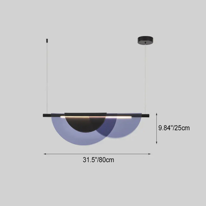 ثريا LED معدنية نصف دائرية طويلة من مادة البولي فينيل كلوريد بتصميم إسكندنافي معاصر لغرفة المعيشة
