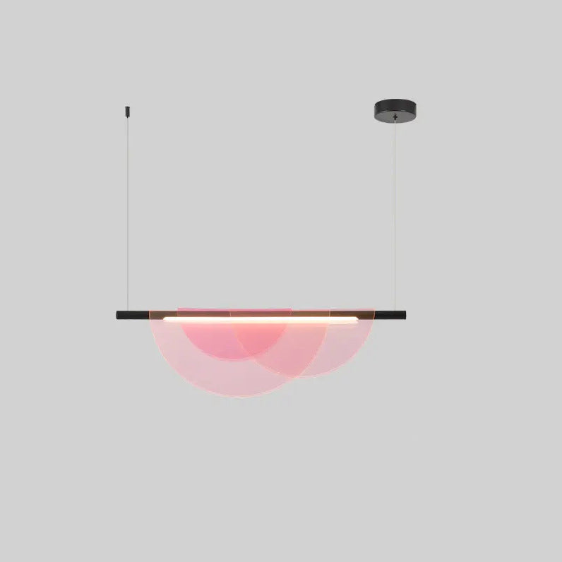 ثريا LED معدنية نصف دائرية طويلة من مادة البولي فينيل كلوريد بتصميم إسكندنافي معاصر لغرفة المعيشة