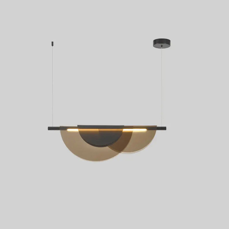ثريا LED معدنية نصف دائرية طويلة من مادة البولي فينيل كلوريد بتصميم إسكندنافي معاصر لغرفة المعيشة