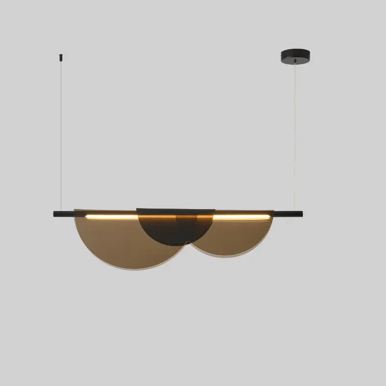 ثريا LED معدنية نصف دائرية طويلة من مادة البولي فينيل كلوريد بتصميم إسكندنافي معاصر لغرفة المعيشة