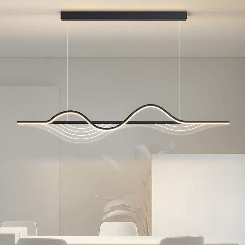 ثريا LED بتصميم جزيرة من السيليكون بتصميم عصري طويل ومنحنٍ بتصميم إبداعي لغرفة المعيشة 