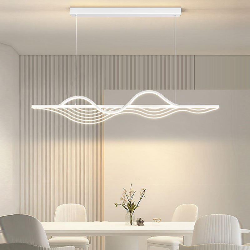 ثريا LED بتصميم جزيرة من السيليكون بتصميم عصري طويل ومنحنٍ بتصميم إبداعي لغرفة المعيشة 
