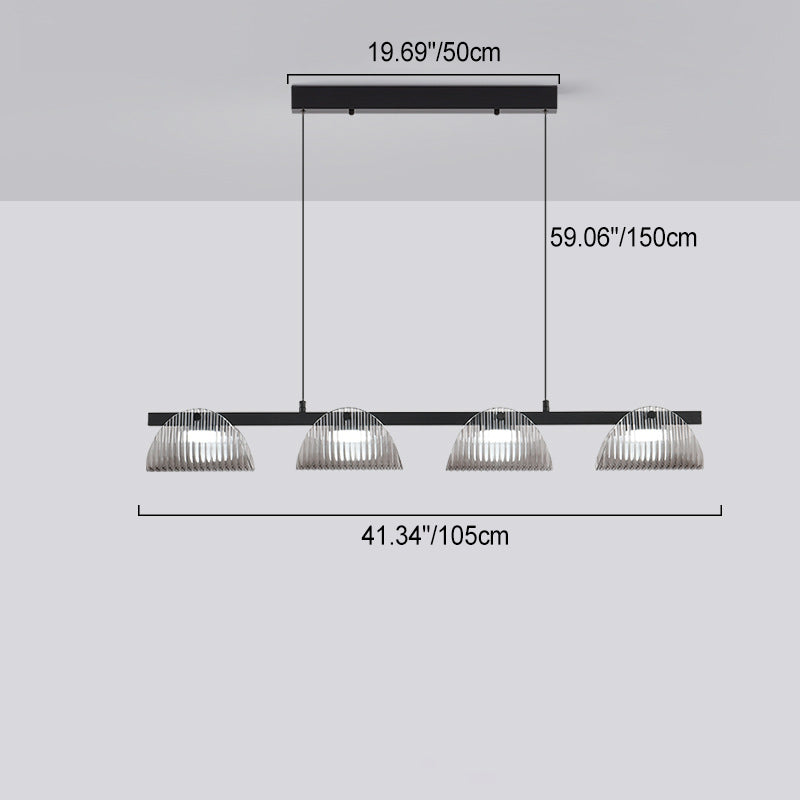 ثريا جزيرة LED مصنوعة من الحديد والألومنيوم والزجاج الأكريليكي بتصميم عصري إبداعي طويل نصف دائري لغرفة المعيشة 