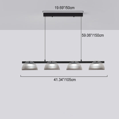 ثريا جزيرة LED مصنوعة من الحديد والألومنيوم والزجاج الأكريليكي بتصميم عصري إبداعي طويل نصف دائري لغرفة المعيشة 