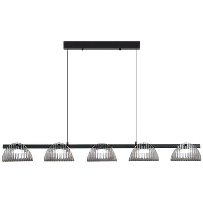 ثريا جزيرة LED مصنوعة من الحديد والألومنيوم والزجاج الأكريليكي بتصميم عصري إبداعي طويل نصف دائري لغرفة المعيشة 