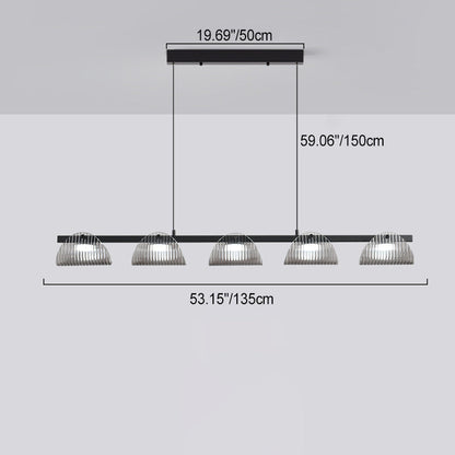 ثريا جزيرة LED مصنوعة من الحديد والألومنيوم والزجاج الأكريليكي بتصميم عصري إبداعي طويل نصف دائري لغرفة المعيشة 