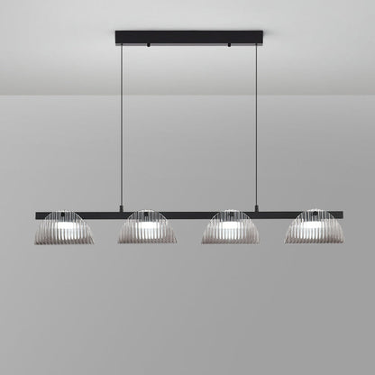 ثريا جزيرة LED مصنوعة من الحديد والألومنيوم والزجاج الأكريليكي بتصميم عصري إبداعي طويل نصف دائري لغرفة المعيشة 